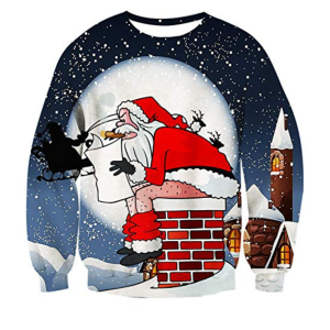 Unisex Ugly Christmas Sweatshirt Funny Santa Claus Graphic Printed Xmas Long Sleeve Sweater Clothing