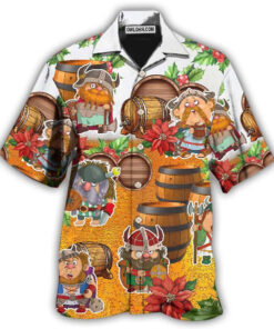 Viking Loves Beer Funny Christmas Style - Hawaiian Shirt  - Fanshubus