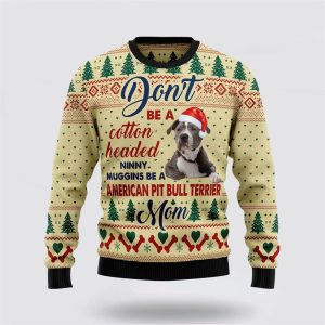 American Pit Bull Terrier Mom Ugly Christmas Sweater, Jumper - Pet Lover Christmas Sweater - Fanshubus