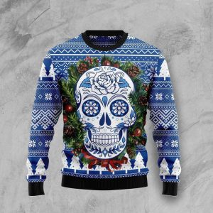 Awesome Sugar Skull Ugly Christmas Sweater, Jumper For Men &amp; Women - Fanshubus