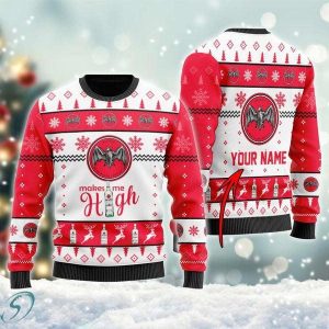 Bacardi Rum Makes Me High Custom Ugly Christmas Sweater, Jumpers - Fanshubus