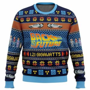 Back To The Future Ugly Sweater| Woolen Sweater Christmas Gift For Holiday| 21 Gigawatts Ugly Christmas Sweater, Jumper - Fanshubus