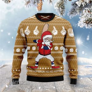 Baseball Ho Ho Homerun Ugly Christmas Sweater, Jumper- Fanshubus