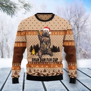 Bear Beer Campfire Fuh Cup Wool Ugly 3D Sweater for men and women - Fanshubus