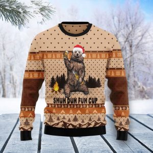 Bear Beer Campfire Fuh Cup Wool Ugly 3D Sweater for men and women - Fanshubus