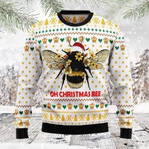 Bee Merry Christmas Ugly Christmas Sweater, Jumper Gift For Men &amp; Women Adult - Fanshubus