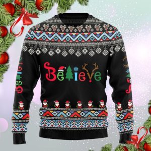 Believe Christmas Ugly Christmas Sweater, Jumper - Gift For Men And Women - Fanshubus