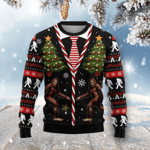 Bigfoot Ugly Christmas Sweater, Jumper For Men &amp; Women - Fanshubus