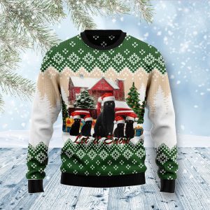 Black Cat Let It Snow Ugly Christmas Sweater, Jumper For Men &amp; Women - Fanshubus