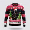 Black Cat Light Ugly Christmas Sweater, Jumper - Cat Lover Christmas Sweater - Fanshubus