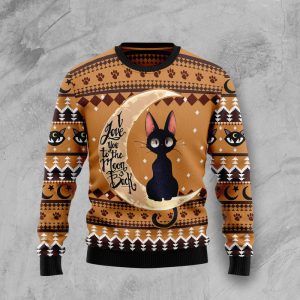 Black Cat Moon And Back Ugly Christmas Sweater, Jumper For Men &amp; Women - Fanshubus