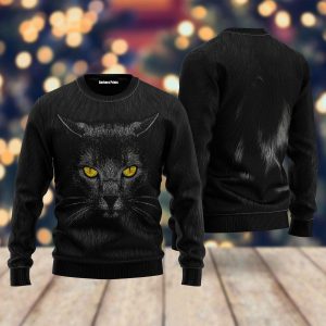 Black Cat Ugly Christmas Sweater, Jumper For Men & Women - Fanshubus