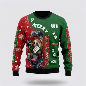 Bulldog Ugly Christmas Sweater, Jumper 3D - Pet Lover Christmas Sweater - Fanshubus