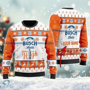 Busch Latte Makes Me High Custom Ugly Christmas Sweater, Jumpers - Fanshubus