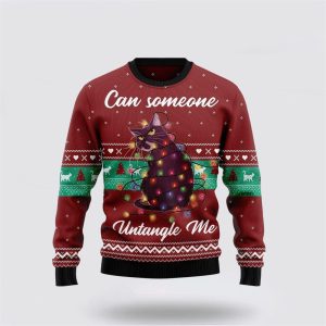 Can Someone Untangle Me Cat Ugly Christmas Sweater, Jumper - Cat Lover Christmas Sweater - Fanshubus