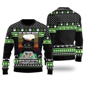 Cat Bakes Fucupcakes Funny Ugly Christmas Sweater, Jumper Gift For Men &amp; Women Adult - Fanshubus