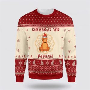 Cat Christmas And Meditate Ugly Christmas Sweater, Jumper - Cat Lover Christmas Sweater - Fanshubus
