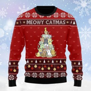 Cat Christmas Tree Ugly Christmas Sweater, Jumper - Gift For Cat Lovers - Fanshubus