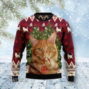 Cat Decor Pine Ugly Christmas Sweater, Jumper- Fanshubus