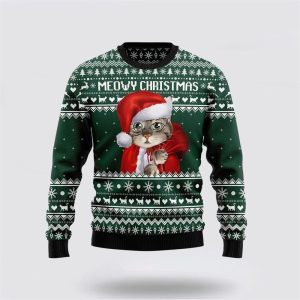 Cat Santa Ugly Christmas Sweater, Jumper - Cat Lover Christmas Sweater - Fanshubus