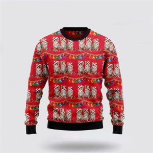 Cat Themed Kitten Christmas Ugly Christmas Sweater, Jumper - Cat Lover Christmas Sweater - Fanshubus