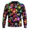 Christmas With Tree And Gift Cookies Gingerbread Man Neon Ugly Christmas Sweater, Jumpers - Fanshubus