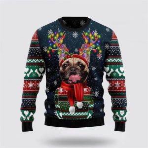 Cool French Bulldog Ugly Christmas Sweater, Jumper - Pet Lover Christmas Sweater - Fanshubus