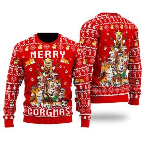 Corgi Lover Merry Xmas Funny Ugly Christmas Sweater, Jumper For Men &amp; Women Adult - Fanshubus