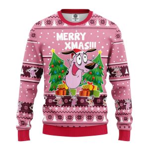 Couage The Cowardly Merry Xmas Ugly Christmas Sweater, Jumper 296 - Fanshubus