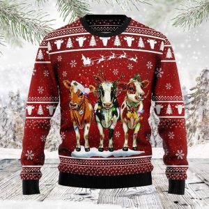 Cow Christmas Ugly Christmas Sweater, Jumper For Men &amp; Women Adult - Fanshubus