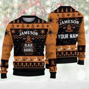 Custom Your Name Ugly Sweater| Woolen Sweater Christmas Gift For Holiday| Black Barrel Ugly Christmas Sweater, Jumper - Fanshubus