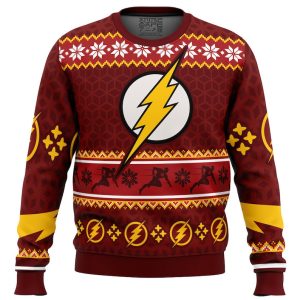Cute Xmas Ugly Sweater Fast Christmas The Flash DC Comics Ugly Christmas Sweater, Jumper| Woolen Christmas Gift - Fanshubus