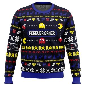 Cute Xmas Ugly Sweater Forever Gamer Christmas Pac-Man Ugly Christmas Sweater, Jumper| Woolen Christmas Gift - Fanshubus