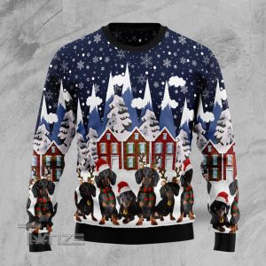 Dachshund Family Ugly Christmas Sweater, Jumper- Fanshubus
