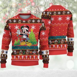 Disney Mickey Christmas Ugly Sweater| Woolen Sweater Christmas Gift For Holiday| Mickey Ugly Christmas Sweater, Jumper - Fanshubus