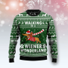 Dog Walking In A Wiener Wonderland Green Ugly Christmas Sweater, Jumper - Fanshubus