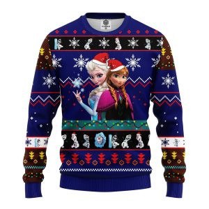 Elsa And Anna Princess Frozen Disney Tree Ugly Christmas Sweater, Jumper - Fanshubus