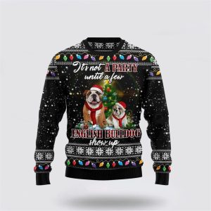 English Bulldog Show Up Ugly Christmas Sweater, Jumper - Pet Lover Christmas Sweater - Fanshubus