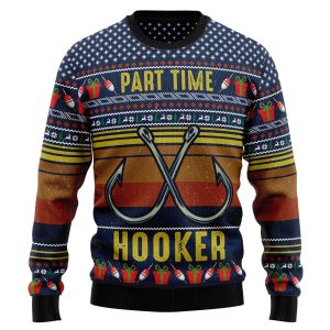 Fishing Hockey Part Time Ugly Christmas Sweater, Jumper - Fanshubus