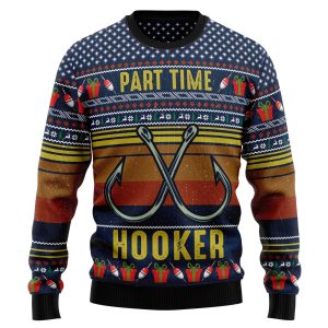 Fishing Part Time Ugly Christmas Sweater, Jumper - Fanshubus