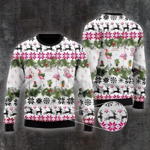 Flamingo Christmas Ugly Christmas Sweater, Jumper For Men &amp; Women - Fanshubus