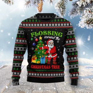Flossing Around The Christmas Tree Ugly Christmas Sweater, Jumper- Fanshubus