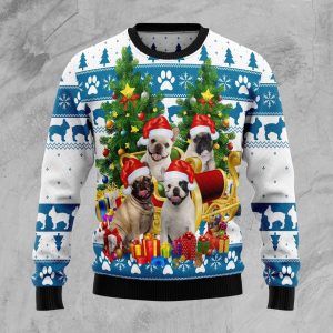 French Bulldog Greeting Ugly Christmas Sweater, Jumper For Men &amp; Women - Fanshubus