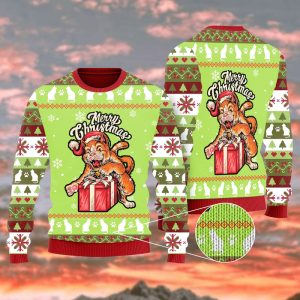 Funny Cat Merry Christmas Ugly Christmas Sweater, Jumper For Men &amp; Women - Fanshubus