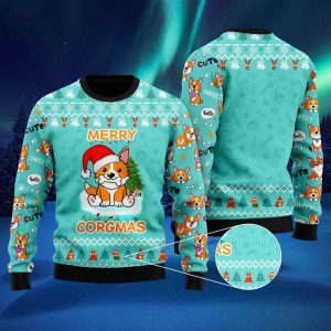 Funny Dog Merry Corgmas Ugly Christmas Sweater, Jumper For Men &amp; Women - Fanshubus