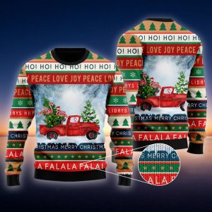 Funny Flamingo With Red Truck Ugly Christmas Sweater, Jumper For Men &amp; Women - Fanshubus