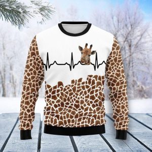 Giraffe Heart Ugly Christmas Sweater, Jumper For Men &amp; Women - Fanshubus