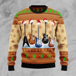 Guitar Xmas Ugly Christmas Sweater, Jumper For Men &amp; Women - Fanshubus