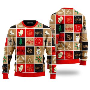 Happy Winter Merry Christmas Pattern Ugly Christmas Sweater, Jumper For Men &amp; Women - Fanshubus
