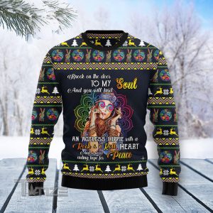 Hippie Girl Ugly Christmas Sweater, Jumper- Fanshubus